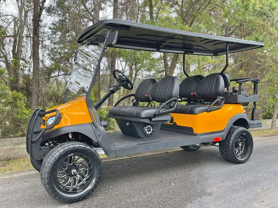 Orange 6 Passenger Gas Club Car with Bluetooth Audio System